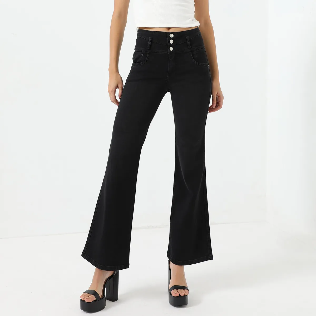 MOSSIMO - Jean Flare Tiro Alto Mujer Mossimo