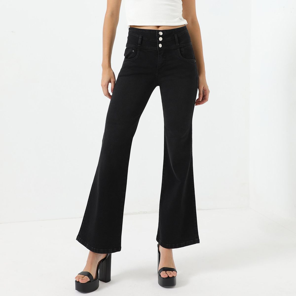 MOSSIMO - Jean Flare Tiro Alto Mujer Mossimo