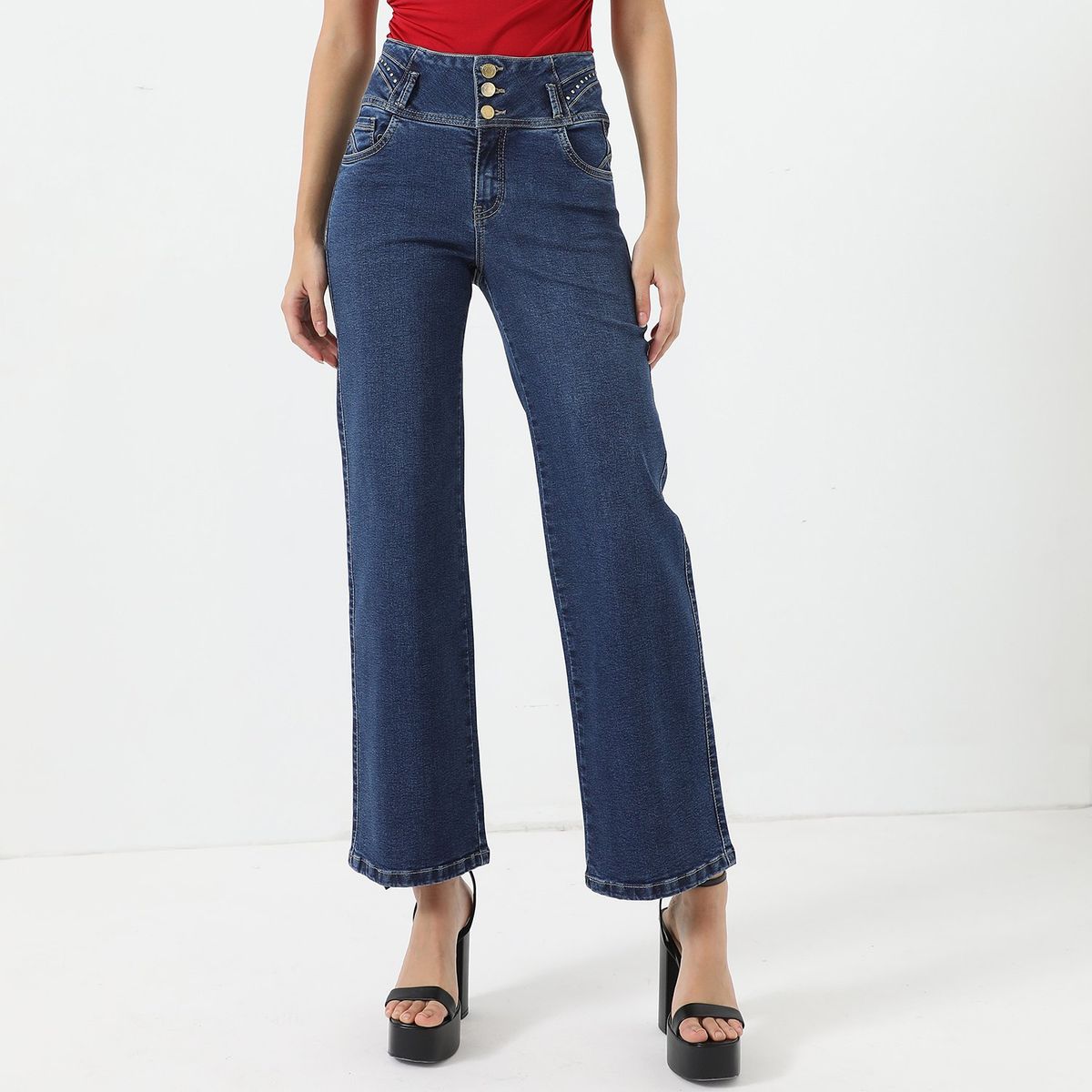 MOSSIMO - Jean Straight Tiro Alto Mujer Mossimo