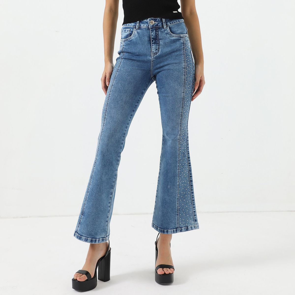 MOSSIMO - Jean Flare Tiro Alto Mujer Mossimo