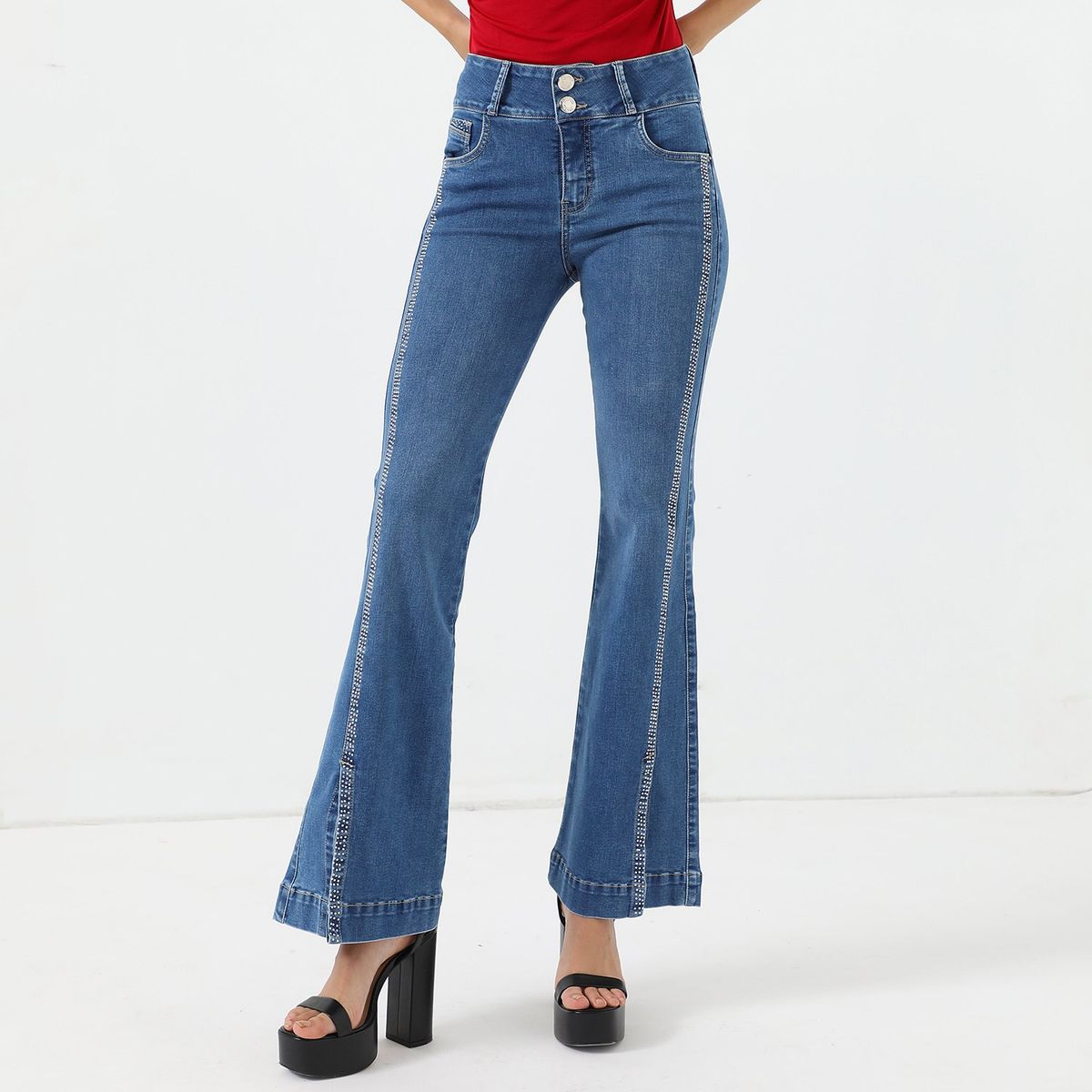MOSSIMO - Jean Flare Tiro Alto Mujer Mossimo