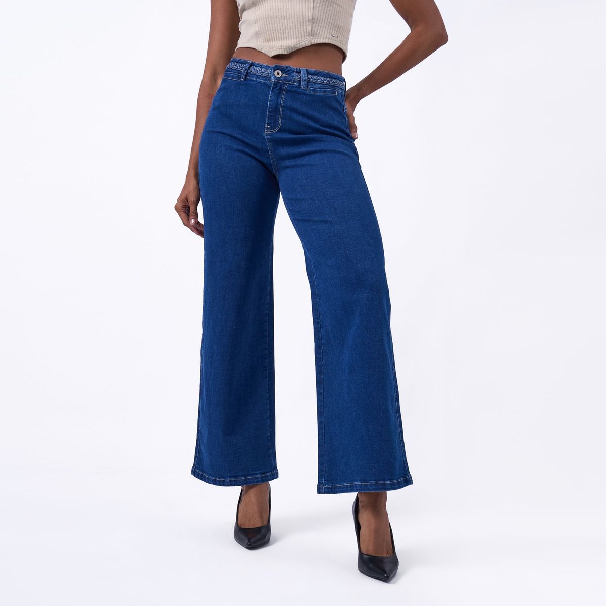 TAYSSIR - Jean Wide Leg Tiro Alto Mujer Tayssir