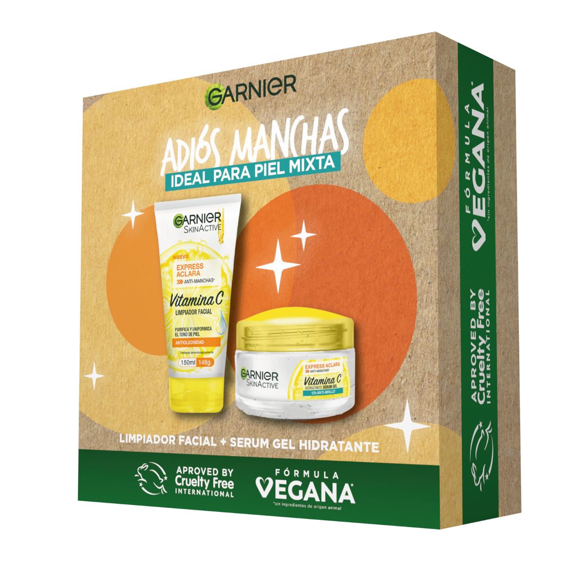 GARNIER - Pack Garnier: Limpiador Facial 150ml + Sérum Gel Hidratante 50ml