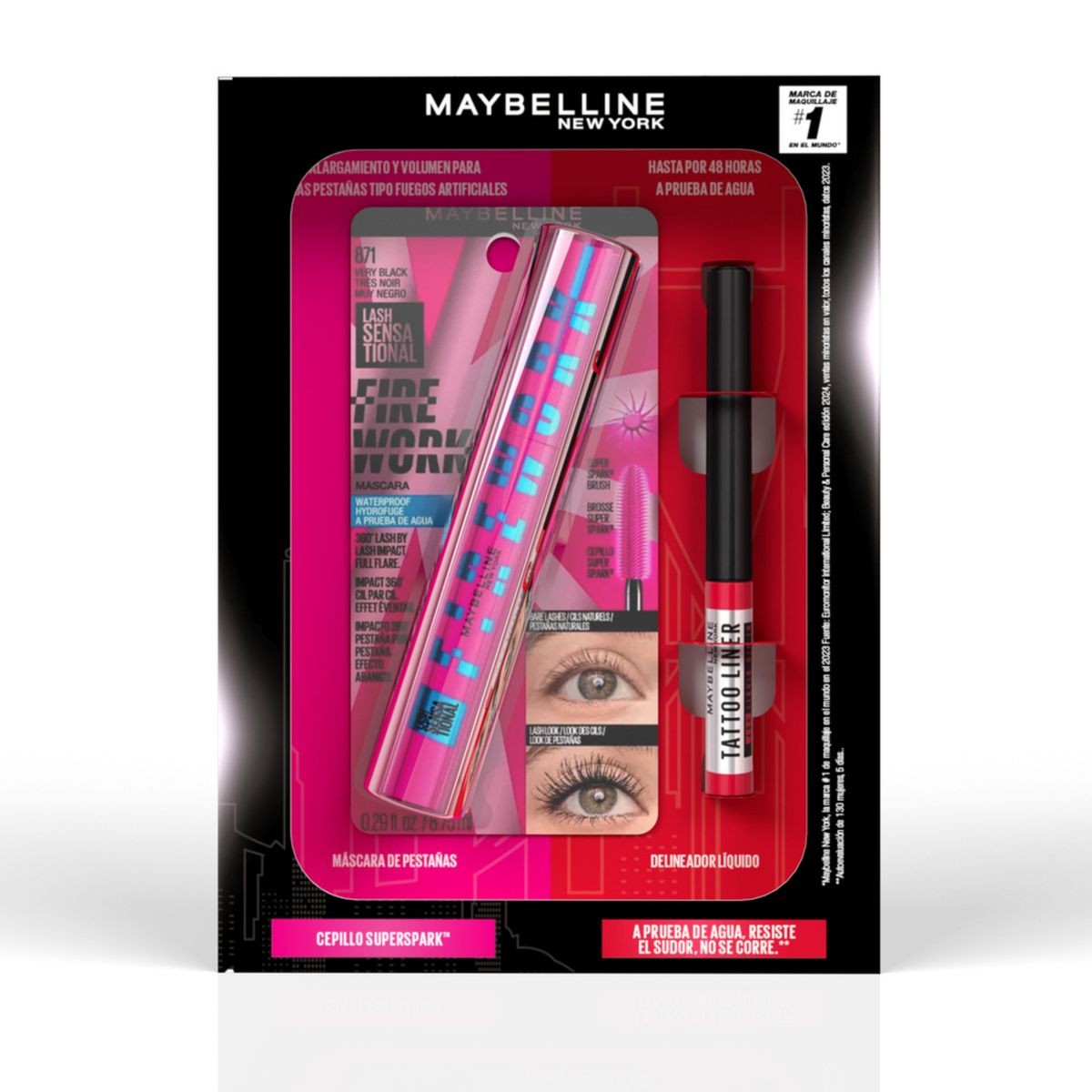 MAYBELLINE - Pack Maybelline: Mascara De Pestañas Firework + Labial Líquido Deep In