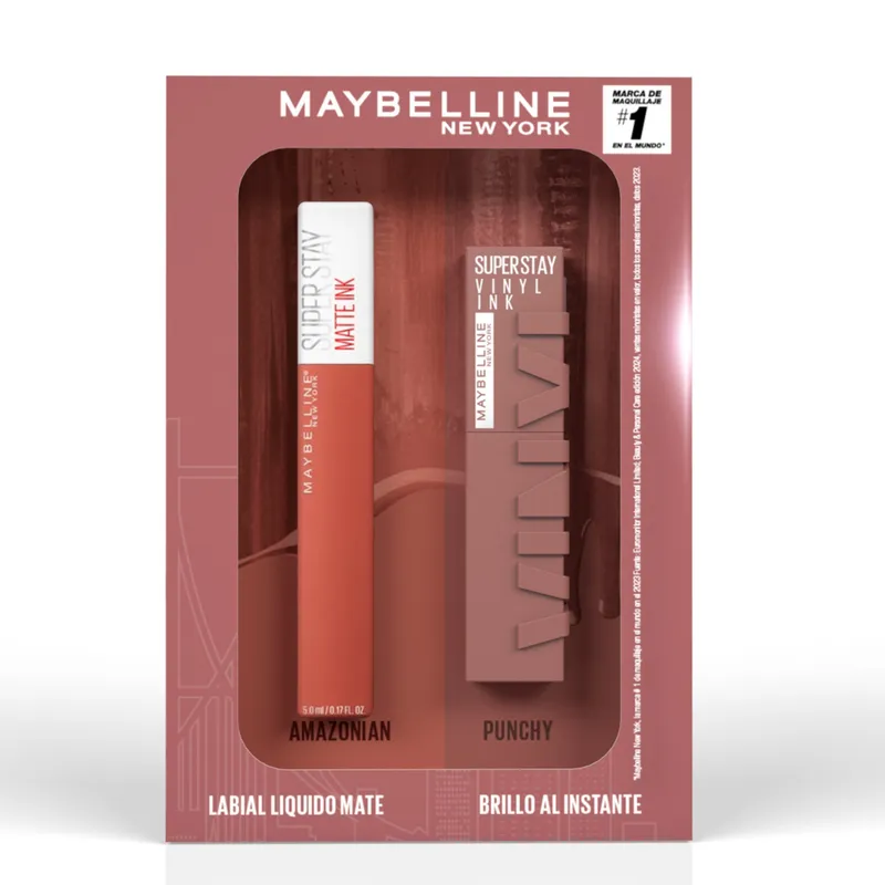 MAYBELLINE - Pack Maybelline: Matte Ink Amazonian + Super Stay Vinyl Ink Punchy