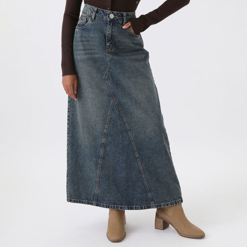 DENIMLAB - Falda Larga Casual Mujer Denimlab