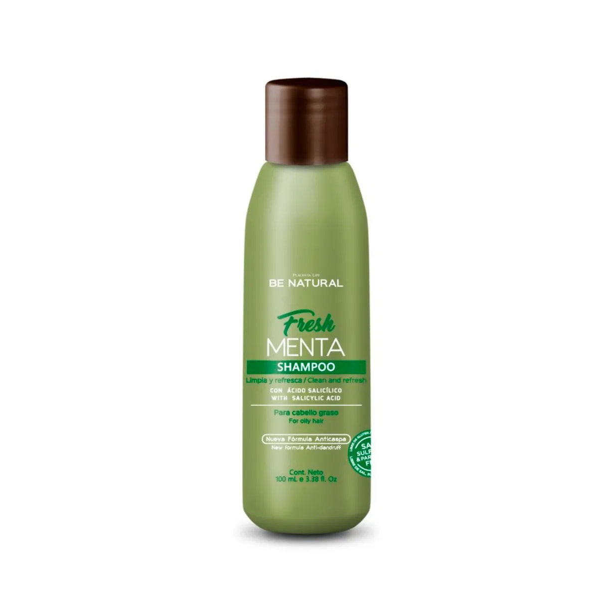 BE NATURAL - Shampoo Para Cabello Con Caspa Y Graso Fresh Menta 100ml Be Natural