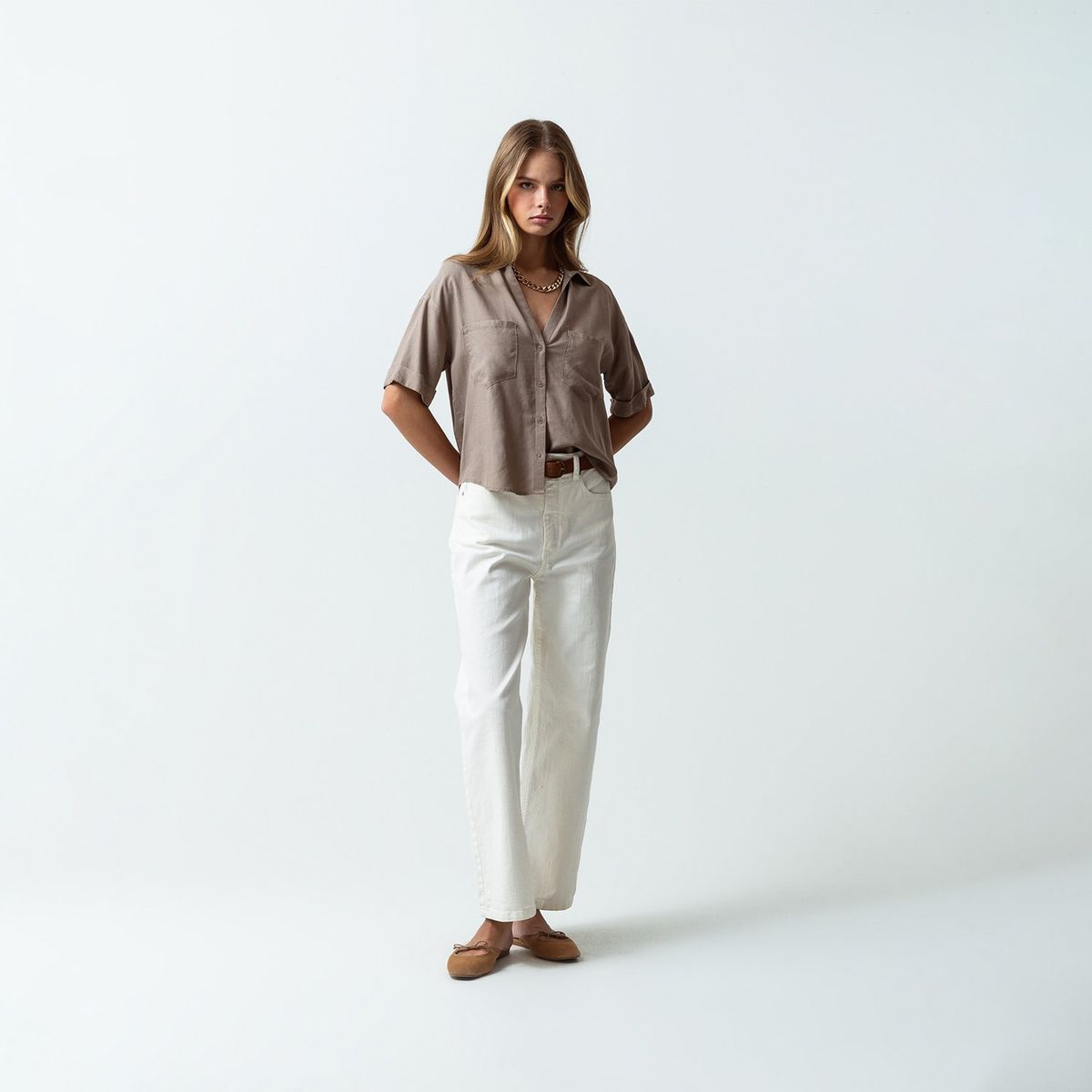 NAF NAF - Blusa Manga Corta 100% Algodón Mujer Naf Naf