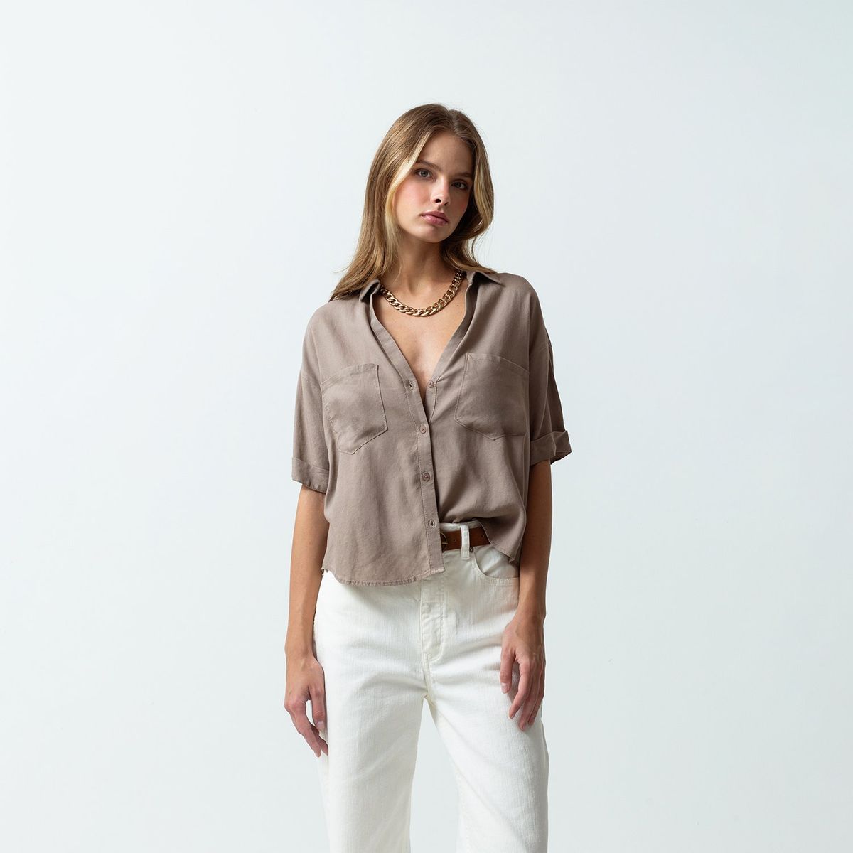 NAF NAF - Blusa Manga Corta 100% Algodón Mujer Naf Naf