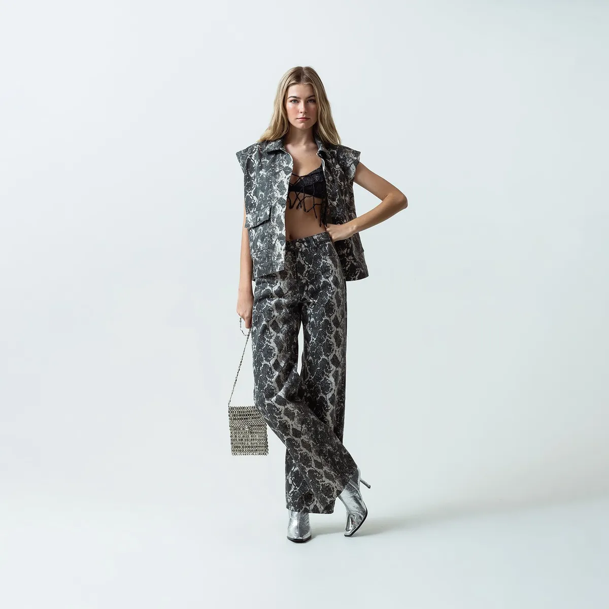 NAF NAF - Pantalón Wide 100% Algodón Mujer Naf Naf