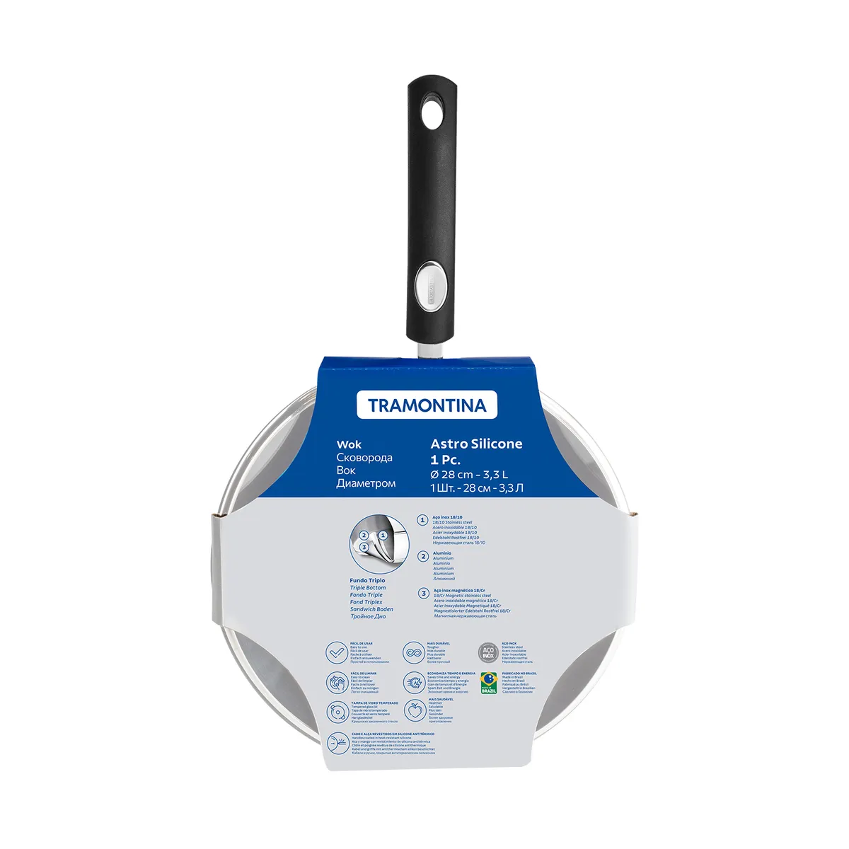 TRAMONTINA - Wok Astro Silicone 28cm C/tapa