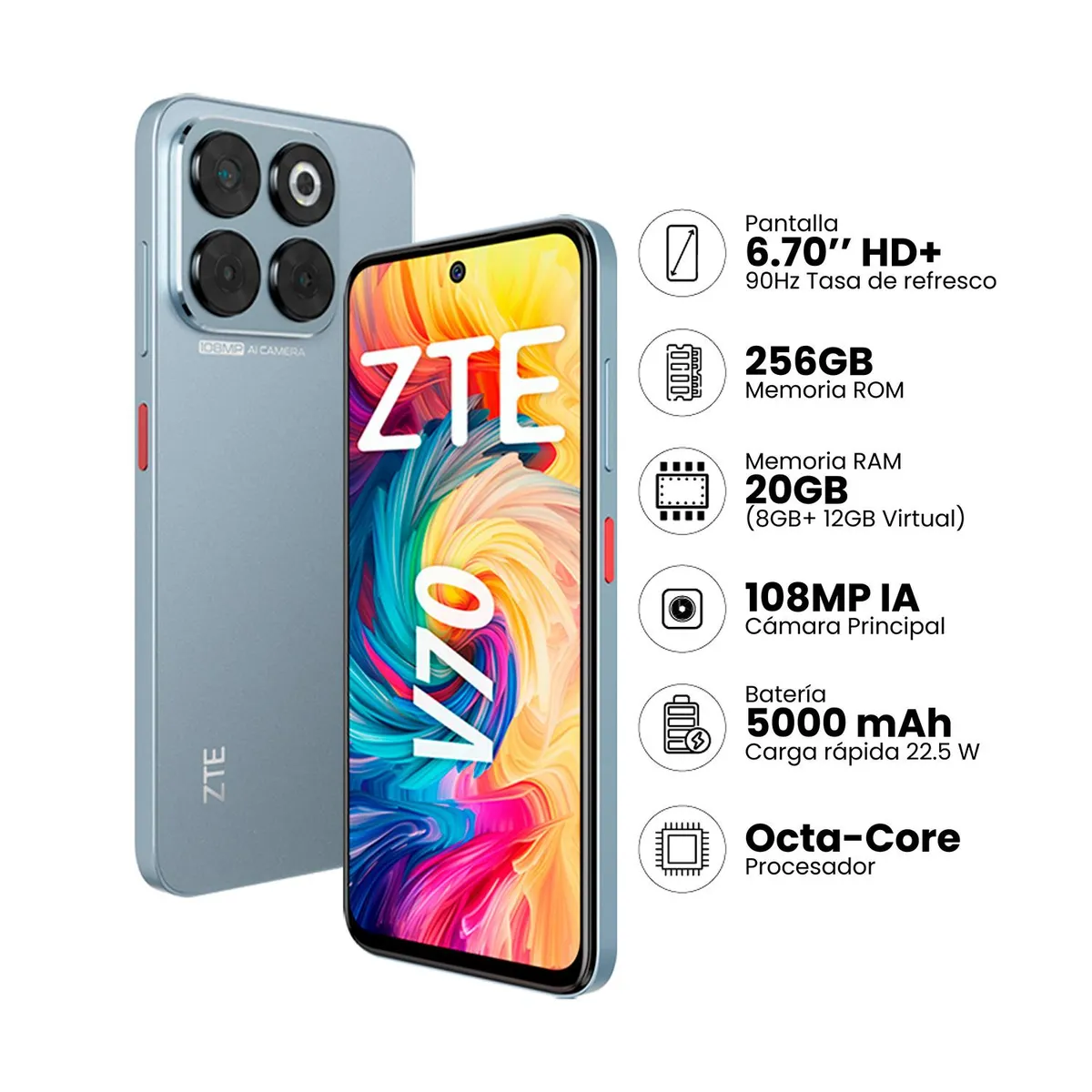 ZTE - Celular ZTE V70 8GB + 256 GB