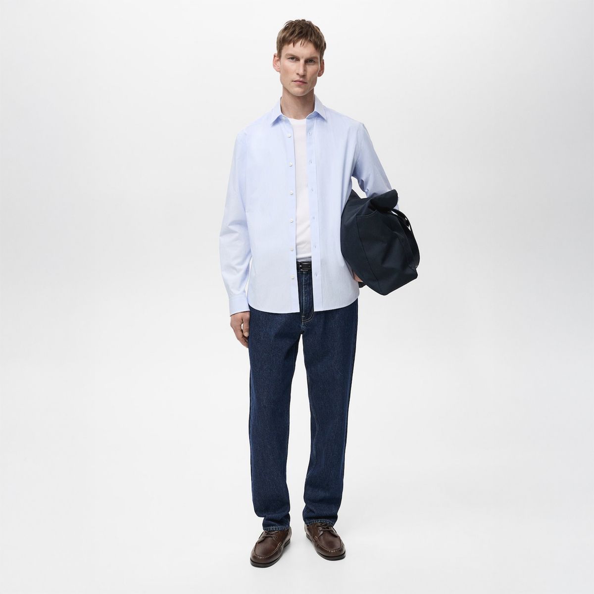 MANGO - Camisa 100% Algodón Rayas Slim Fit Hombre Mango Man