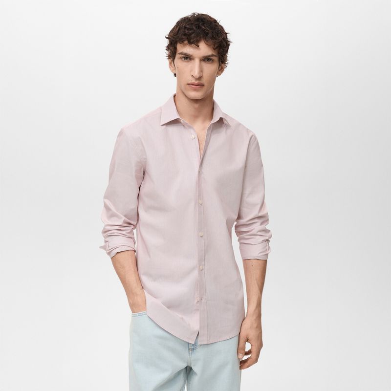 MANGO - Camisa 100% Algodón Rayas Slim Fit Hombre Mango Man