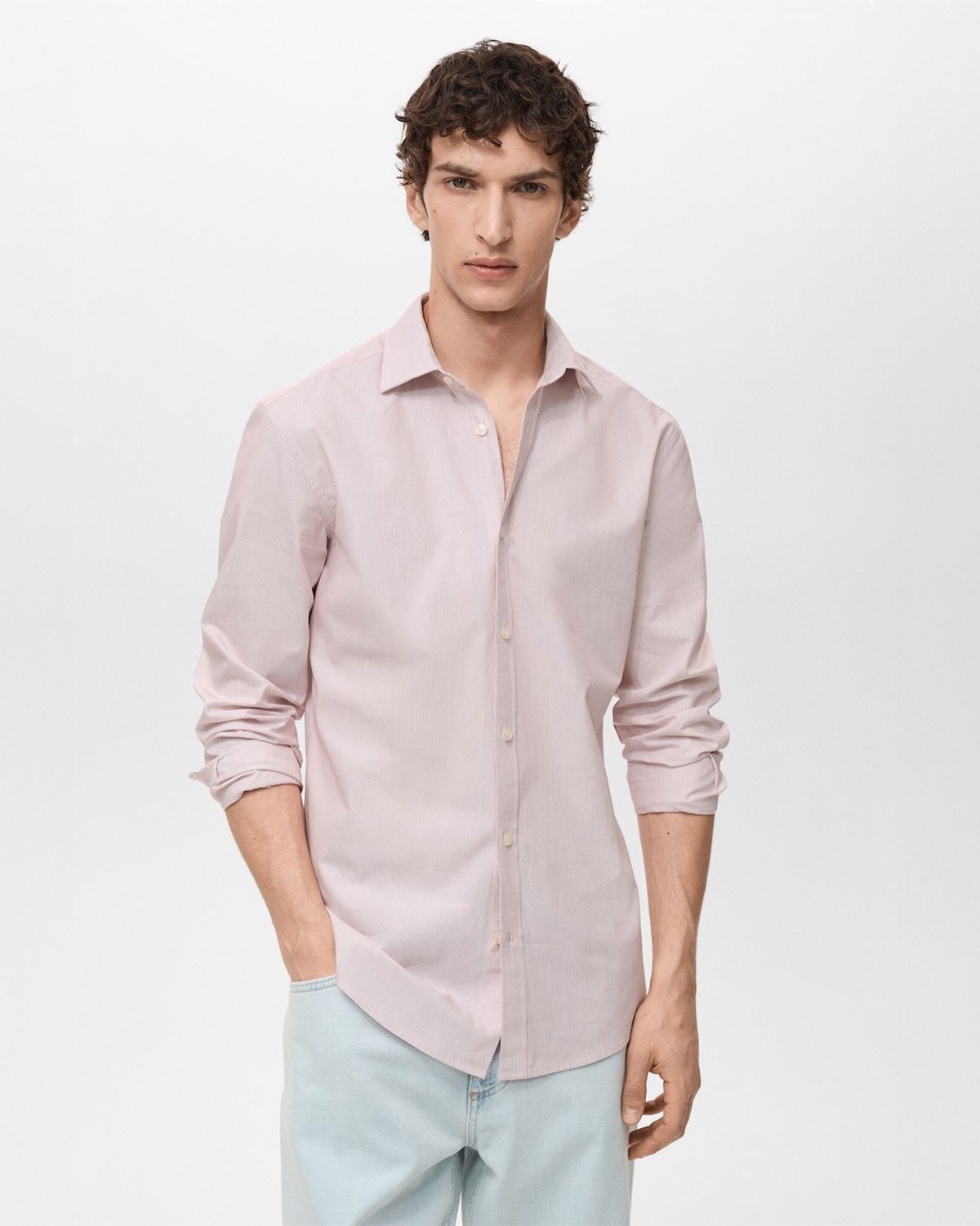 Camisa 100% Algodón Rayas Slim Fit Hombre Mango Man MANGO