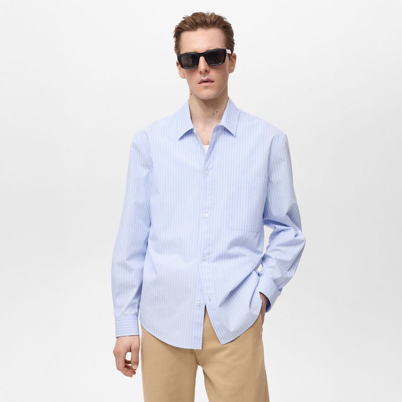 MANGO - Camisa Rayas 100% Algodón Regular Fit Hombre Mango Man