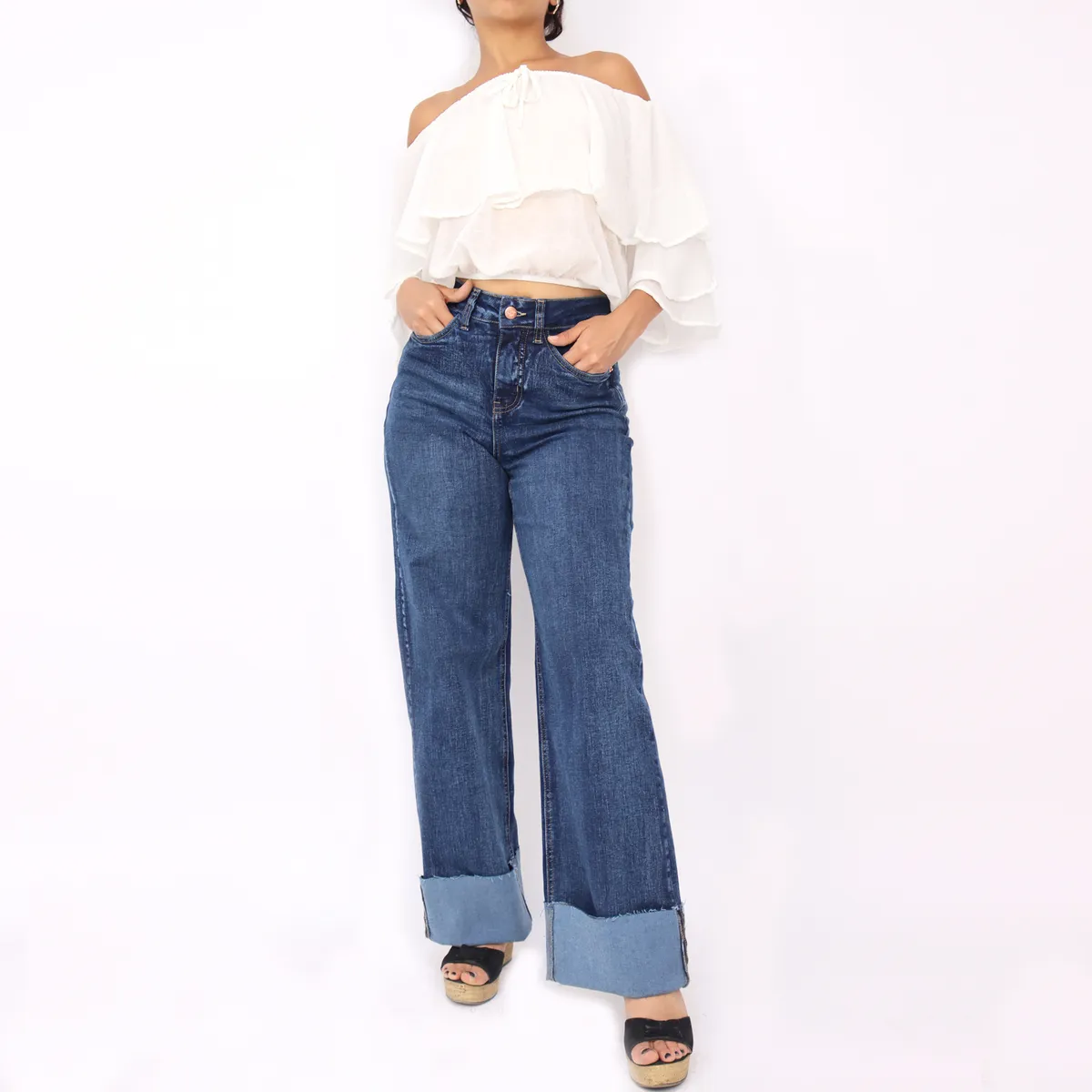 KAYRA POBLET - Jean Wide Leg Tiro Alto Mujer Kayra Poblet