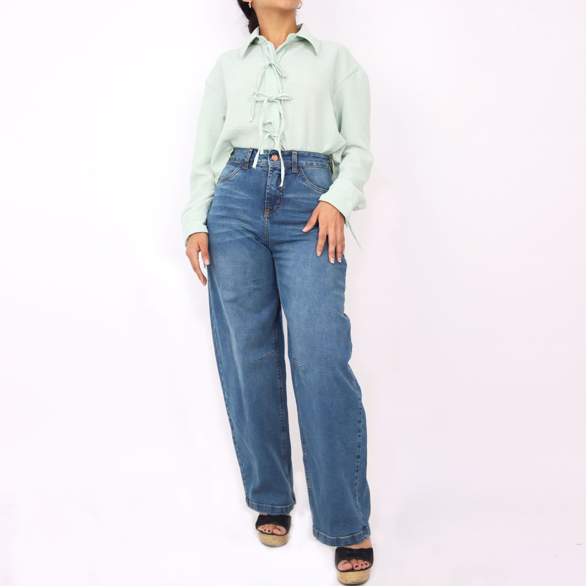 KAYRA POBLET - Jean Wide Leg Tiro Alto Mujer Kayra Poblet