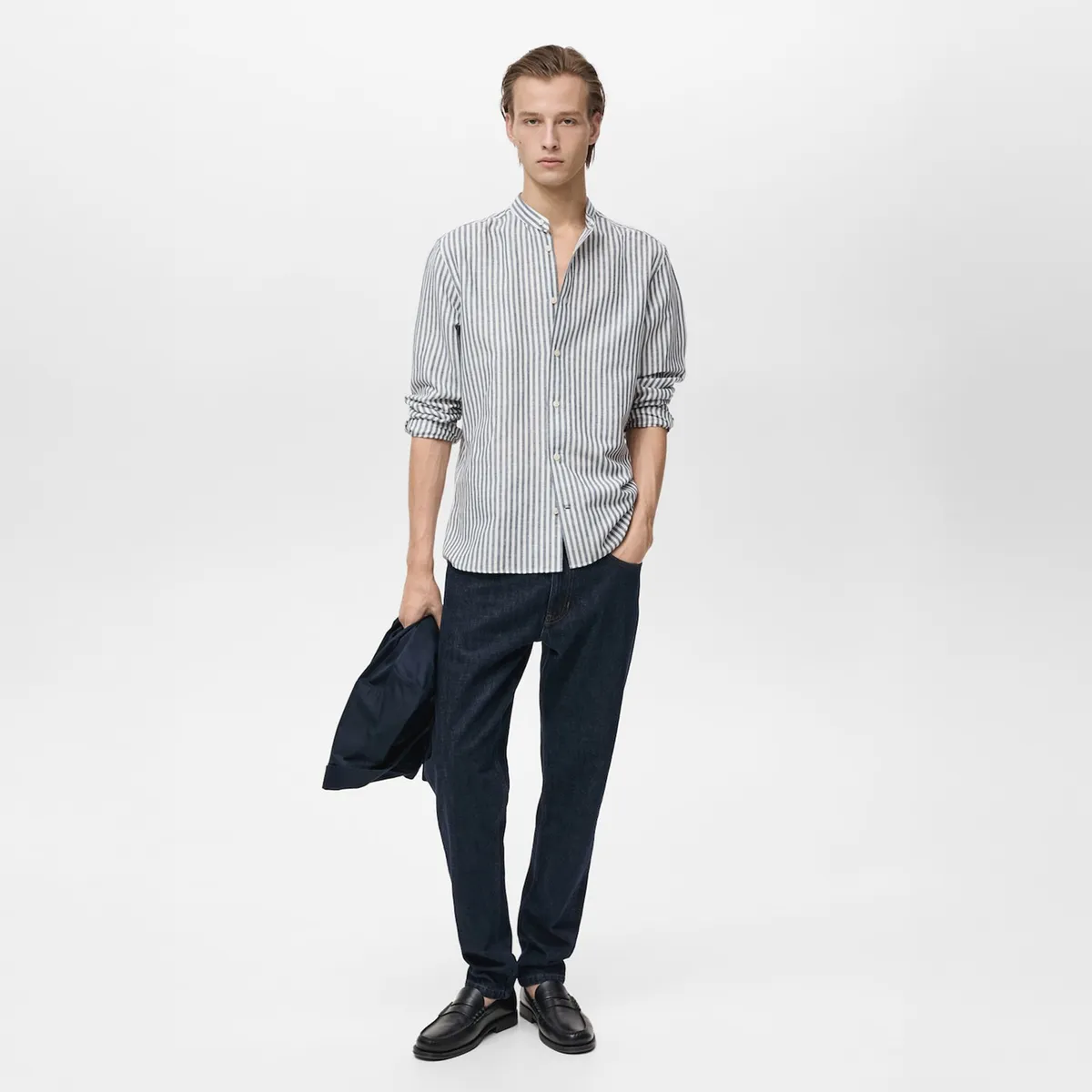 MANGO - Camisa Lino Rayas Hombre Mango Man