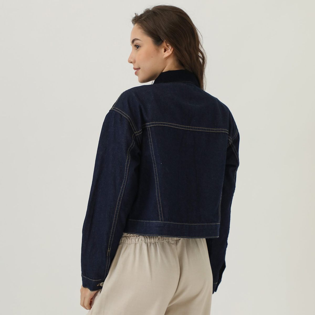 AMERICAN ABBEY - Casaca Denim Cuello Corduroy