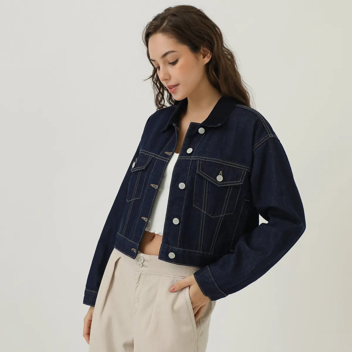 AMERICAN ABBEY - Casaca Denim Cuello Corduroy