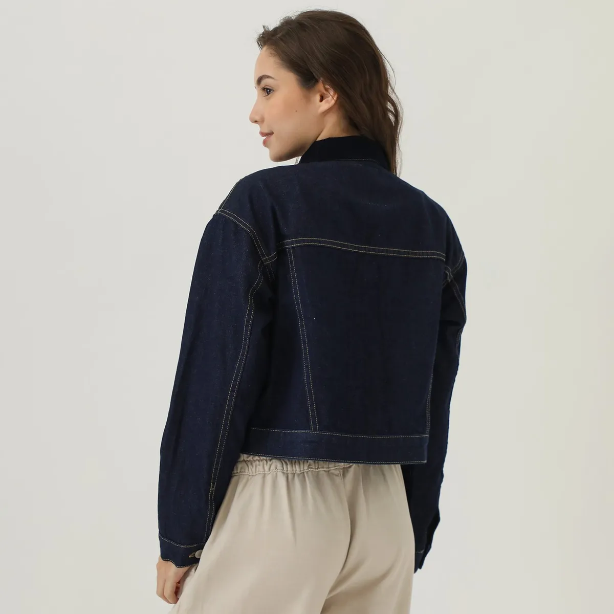 AMERICAN ABBEY - Casaca Denim Cuello Corduroy