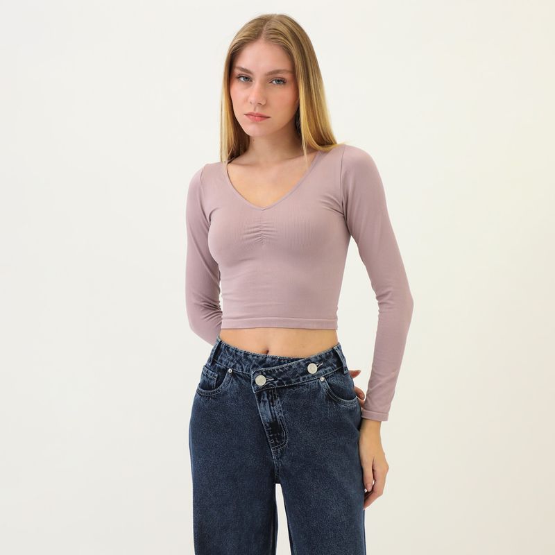 SYBILLA - Polo Manga Larga Casual Mujer Sybilla