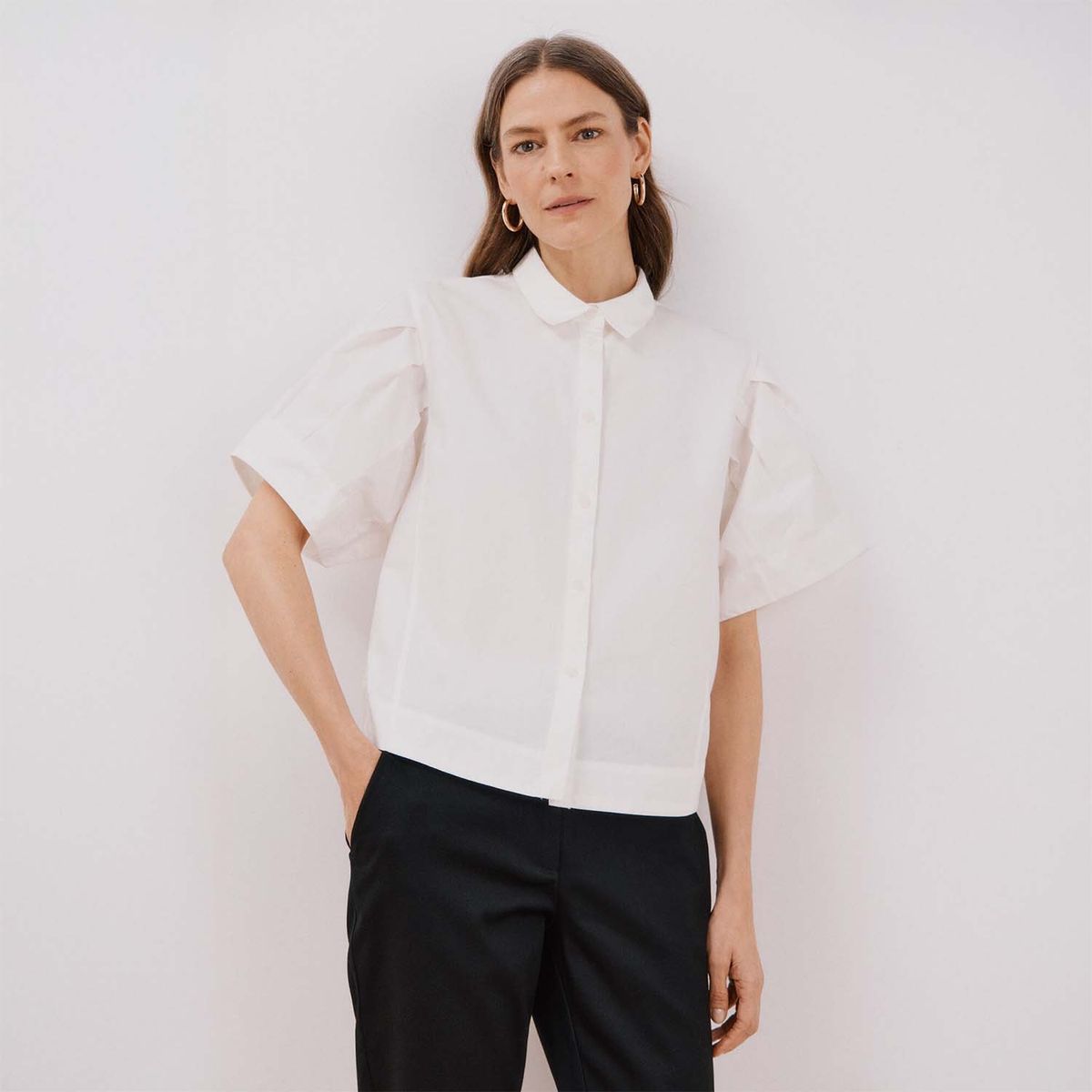 CORTEFIEL - Blusa Manga Corta 100% Algodón Mujer Cortefiel