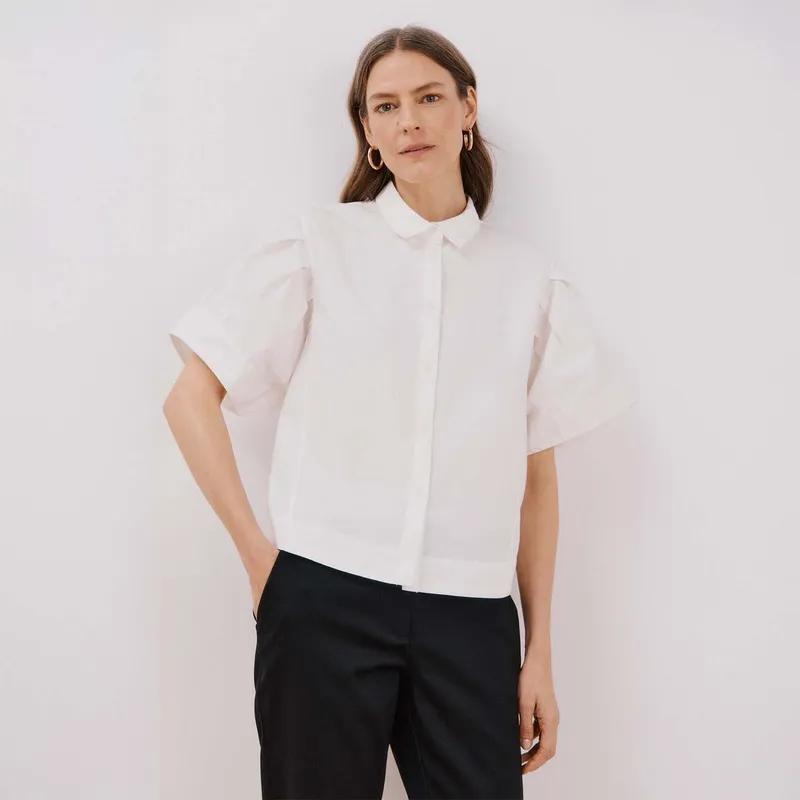 CORTEFIEL - Blusa Manga Corta 100% Algodón Mujer Cortefiel