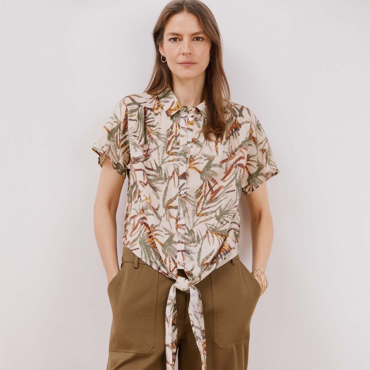 CORTEFIEL - Blusa Manga Corta Casual Mujer Cortefiel