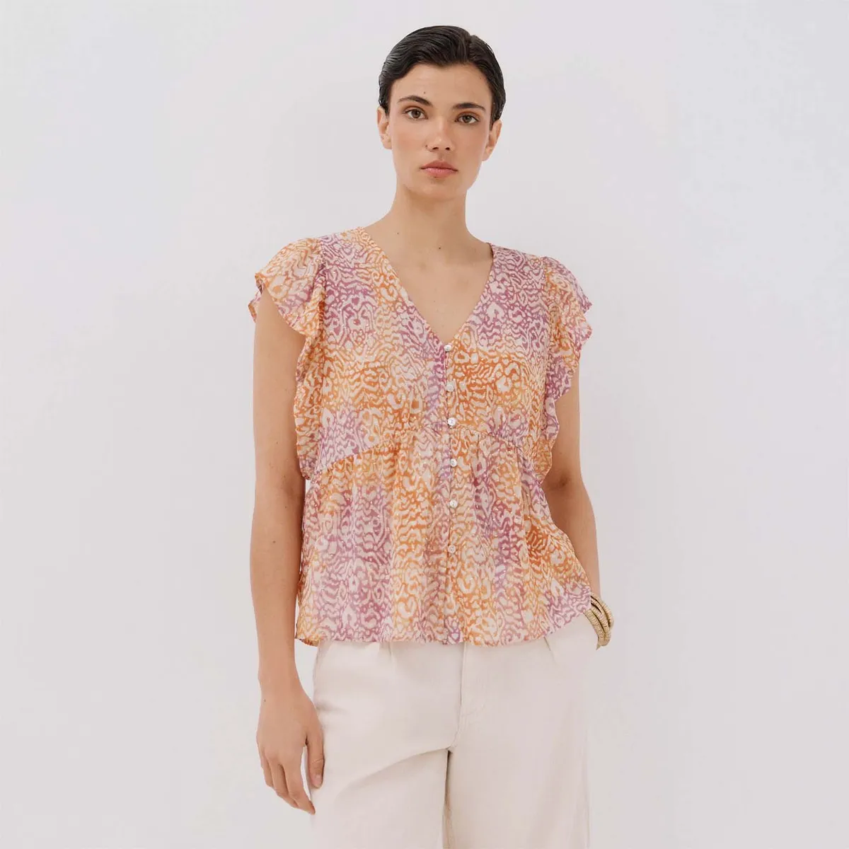 CORTEFIEL - Top Manga Corta Casual Mujer Cortefiel