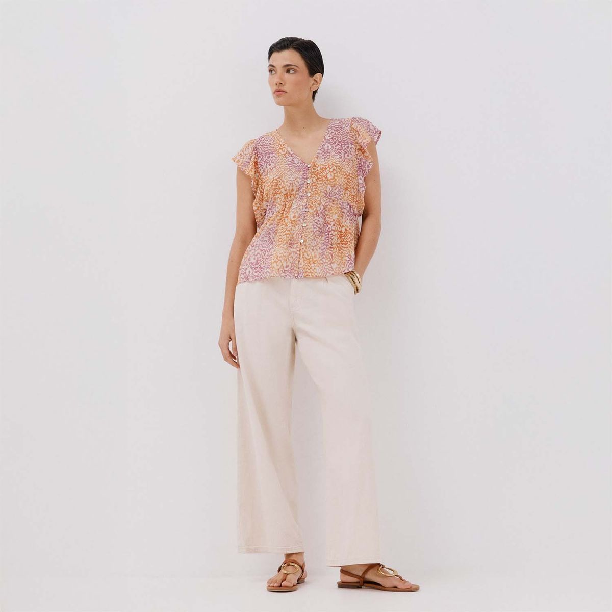 CORTEFIEL - Top Manga Corta Casual Mujer Cortefiel