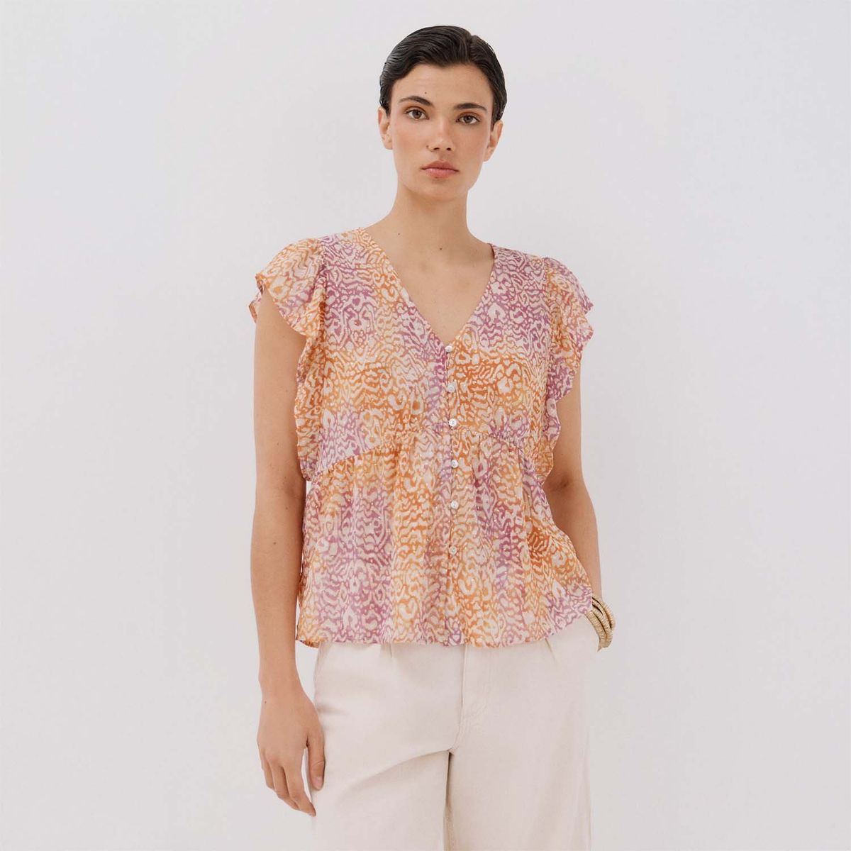 CORTEFIEL - Top Manga Corta Casual Mujer Cortefiel