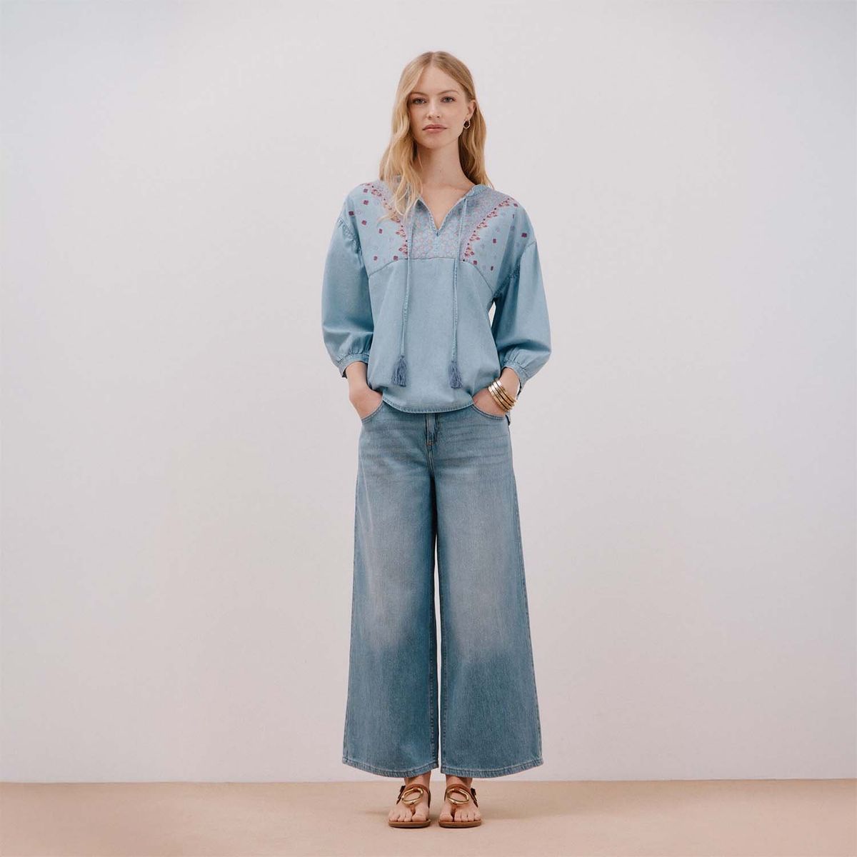 CORTEFIEL - Blusa Manga Larga 100% Algodón Mujer Cortefiel