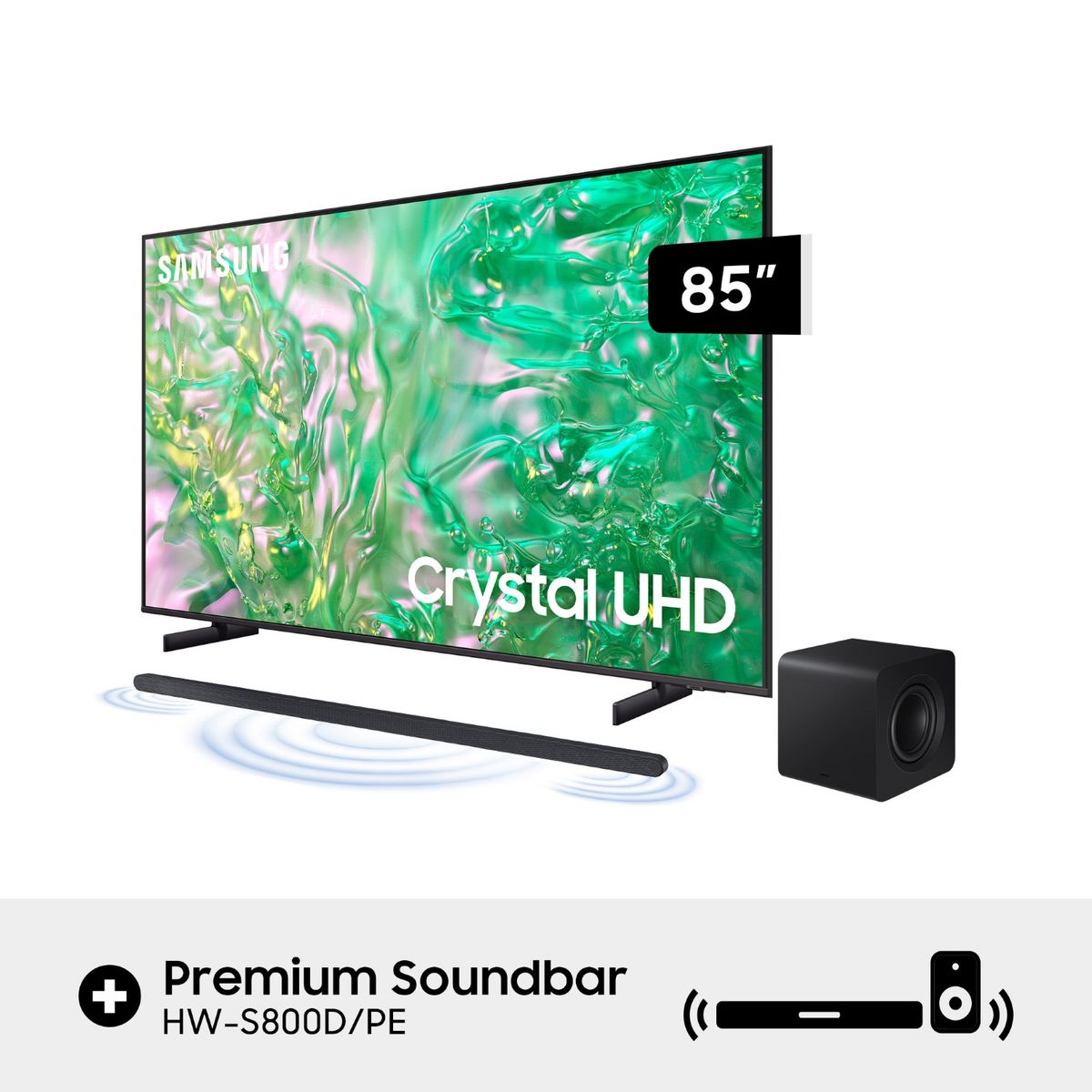 SAMSUNG - Televisor Samsung 85" Crystal Uhd 4k Du8000 + Soundbar Hw S800d