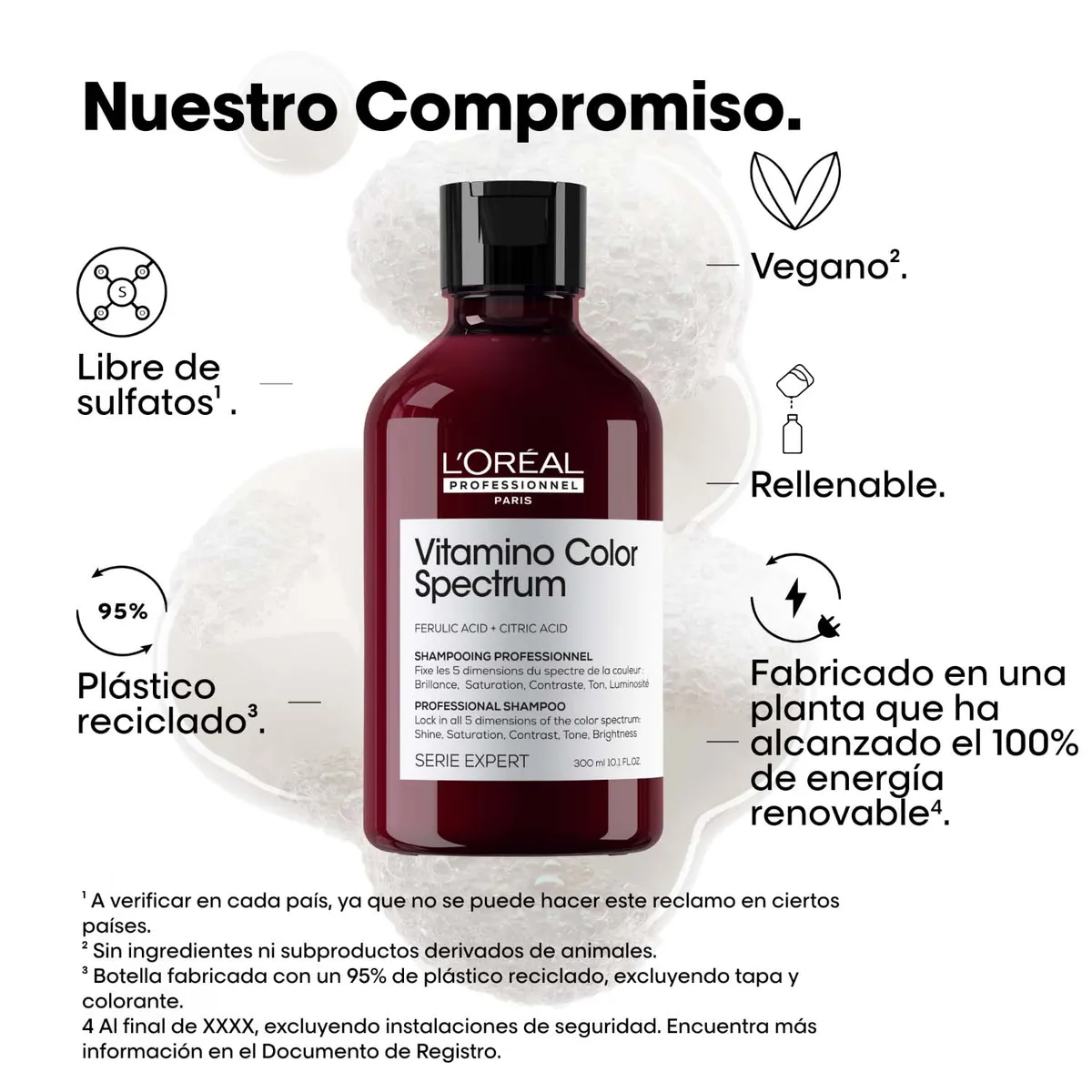 LOREAL PROFESSIONNEL - Shampoo Vitamino Color Spectrum protege y potencial el brillo del cabello con color  300ml