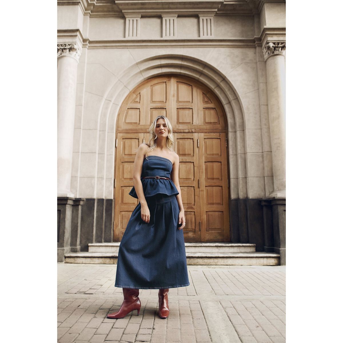 BASEMENT - Top Denim Basement Mujer Strapless By Donna Cattiva Algodón