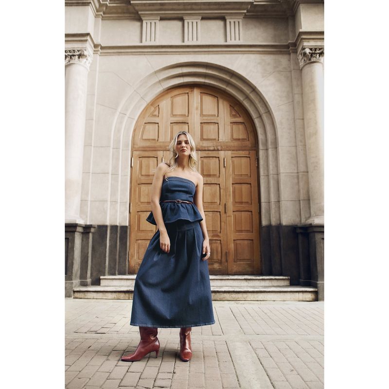 BASEMENT - Top Denim Basement Mujer Strapless By Donna Cattiva Algodón