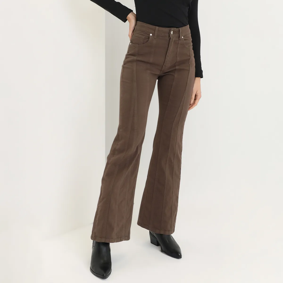 BASEMENT - Pantalones Flare Basement Mujer De Algodón Tiro Alto By Donna Cattiva.