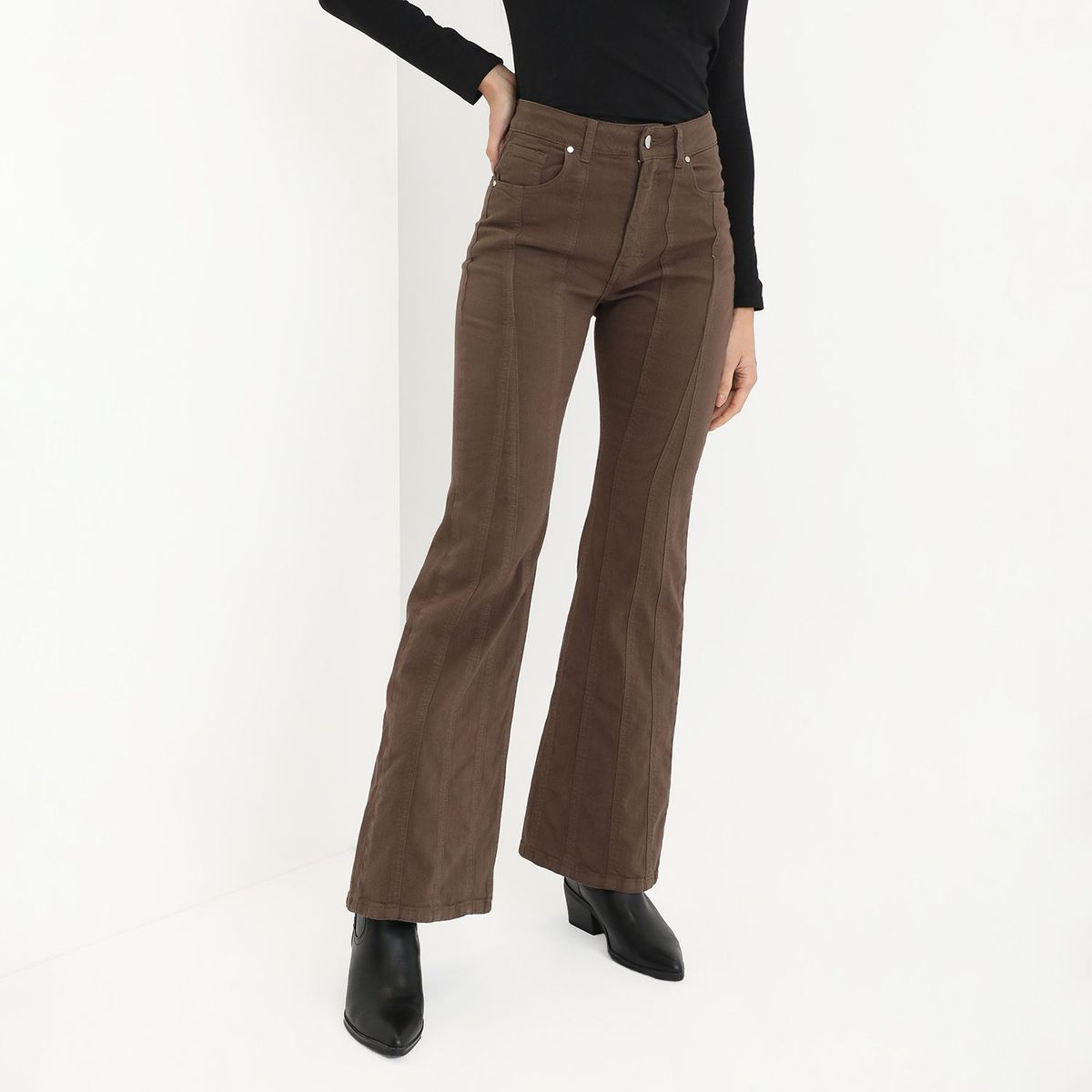 BASEMENT - Pantalones Flare Basement Mujer De Algodón Tiro Alto By Donna Cattiva.