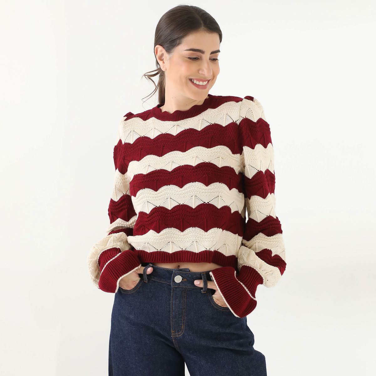 BASEMENT - Sweater Basement  Liso Manga Larga Mujer Algodón By Donna Cattiva