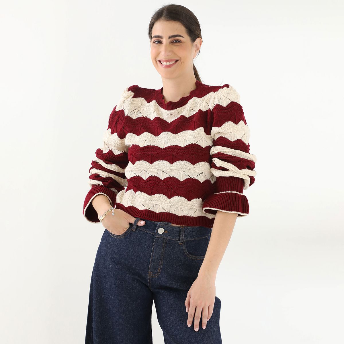 BASEMENT - Sweater Basement  Liso Manga Larga Mujer Algodón By Donna Cattiva