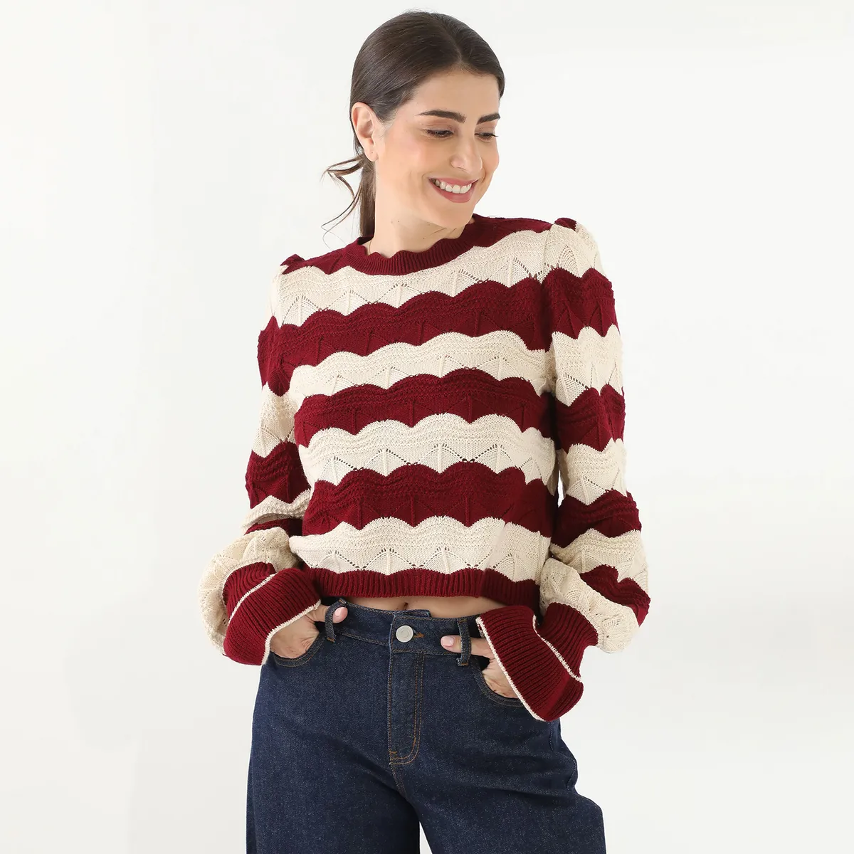 BASEMENT - Sweater Basement  Liso Manga Larga Mujer Algodón By Donna Cattiva