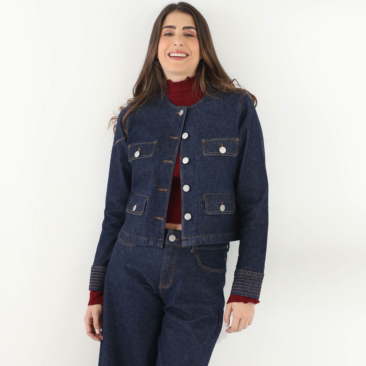 BASEMENT - Casaca De Jean Mujer Basement Algodón Manga Larga By Donna Cattiva