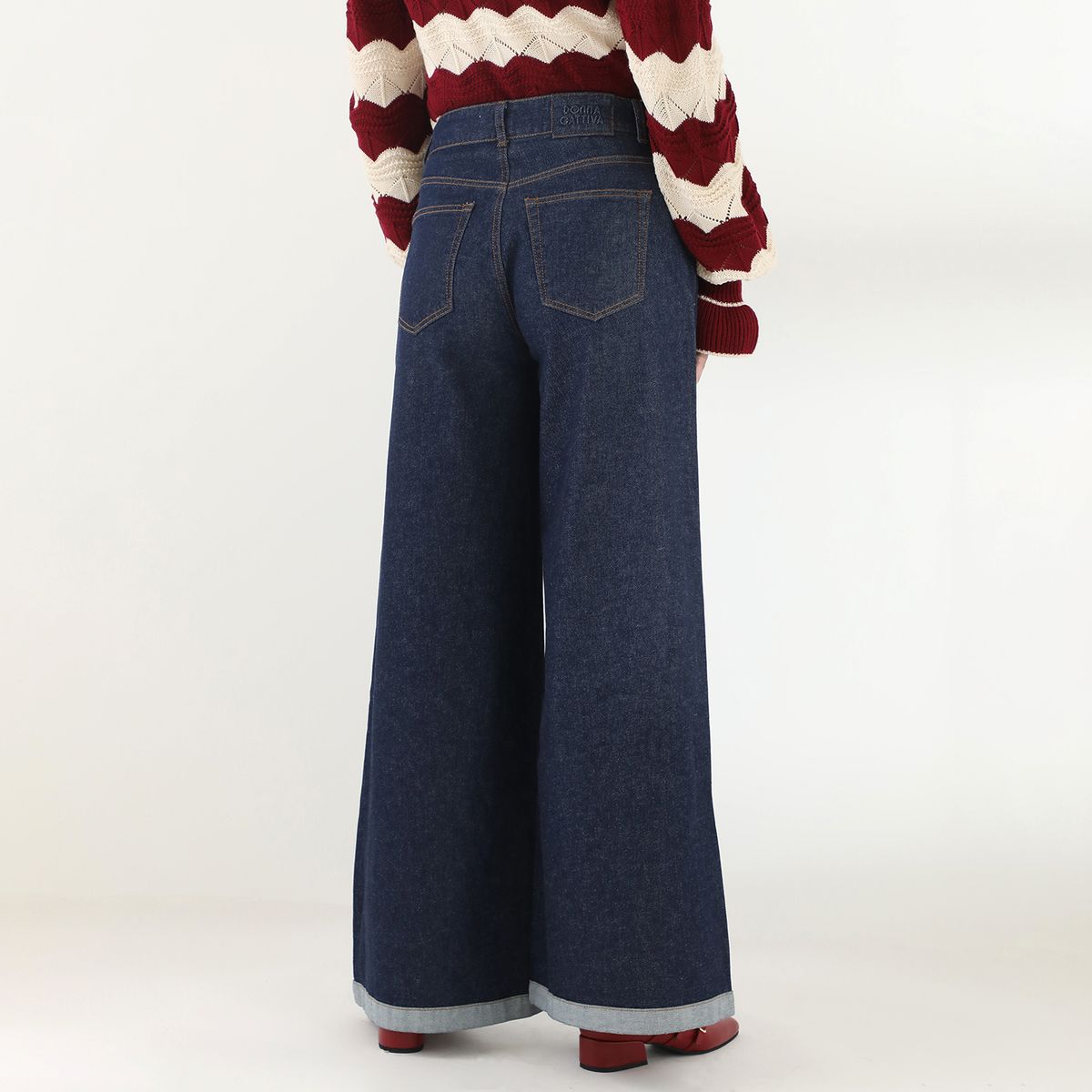 BASEMENT - Pantalón Palazzo Basement Mujer Algodón Tiro Medio By Donna Cattiva