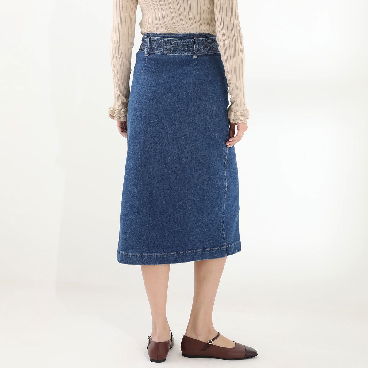 BASEMENT - Falda Larga Basement Mujer Algodón Liso Midi By Donna Cattiva