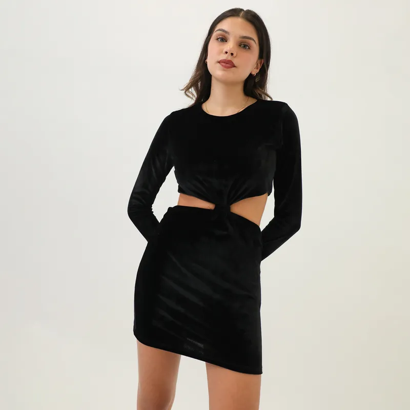 Vestido Corto Vestidos Manga Larga Falabella Moda Vestidos Studio