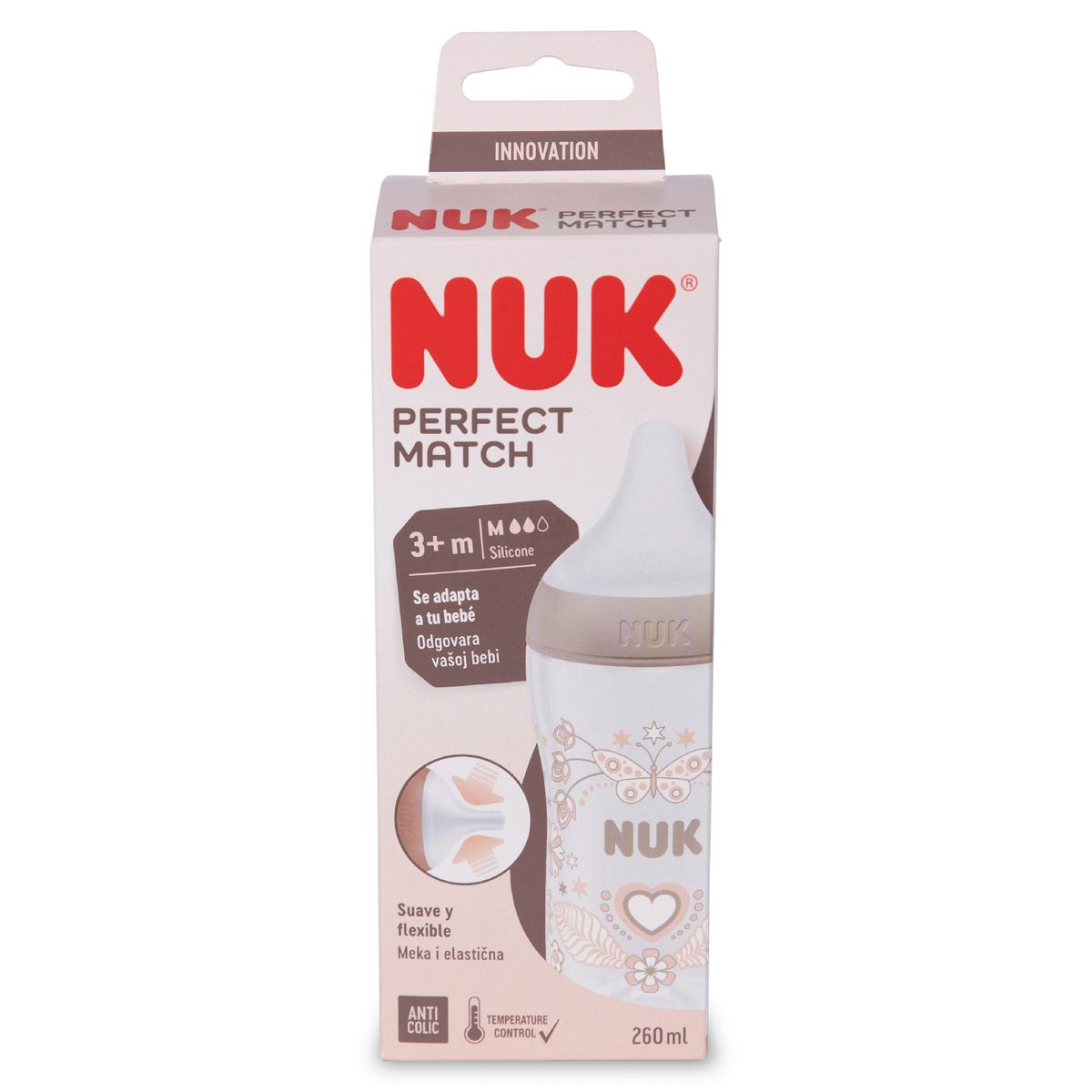 NUK - Biberón Perfect Match  Pp Ct 260ml Corazón Nuk