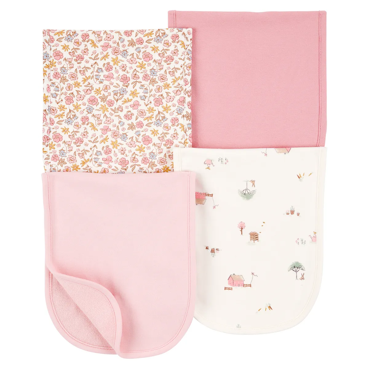 CARTER'S - Babero Bebé Niña Pack X4 Algodón Carters