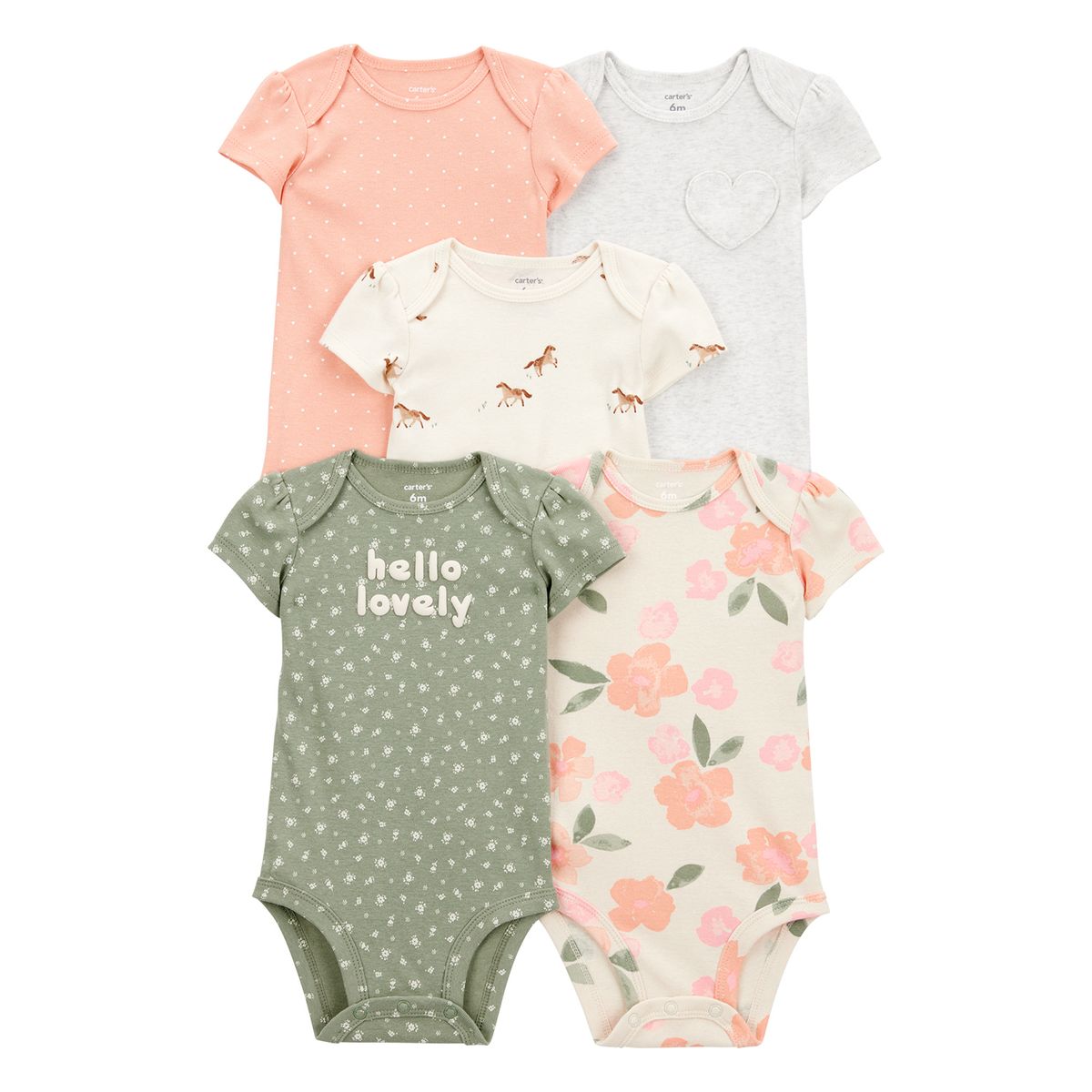 CARTER'S - Body Bebé Niña Pack X5 Carters
